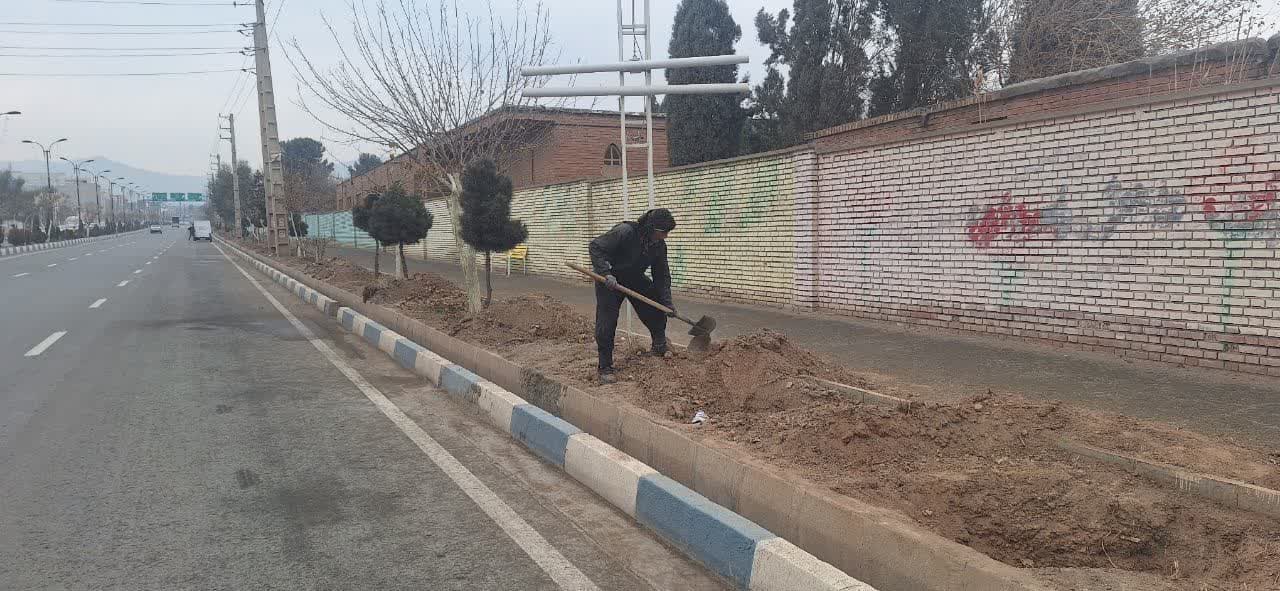 سرپرست شهرداری فرون آباد: عملیات چاله زنی و بسترسازی جهت کاشت نهال آغاز شد