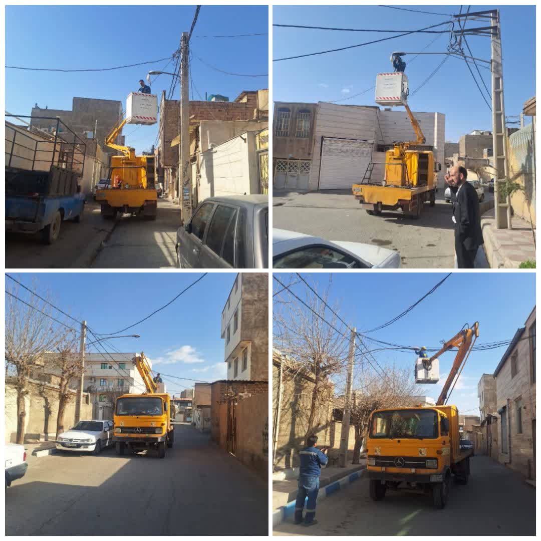 مشکل روشنایی معابر شهر فرون آباد رفع می شود 